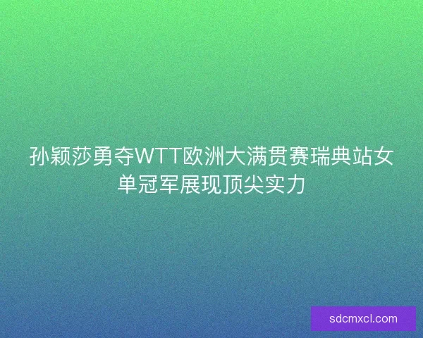 孙颖莎勇夺WTT欧洲大满贯赛瑞典站女单冠军展现顶尖实力