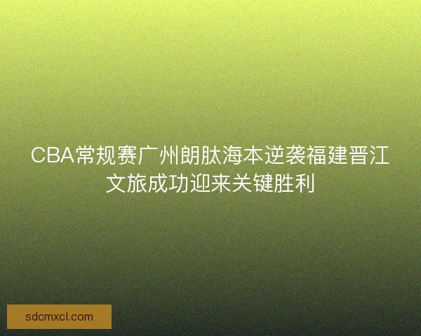 CBA常规赛广州朗肽海本逆袭福建晋江文旅成功迎来关键胜利