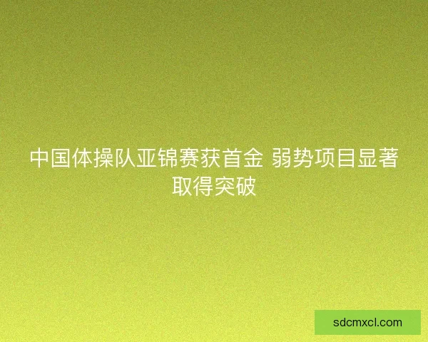 中国体操队亚锦赛获首金 弱势项目显著取得突破