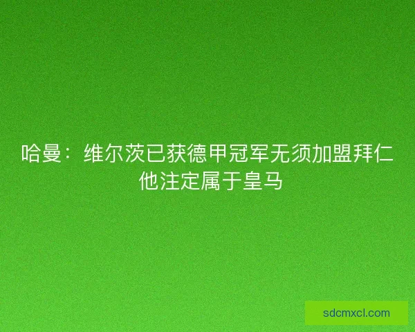 哈曼：维尔茨已获德甲冠军无须加盟拜仁 他注定属于皇马